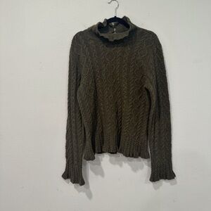 Lauren Ralph Lauren Olive Green Cable Knit Turtleneck Sweater